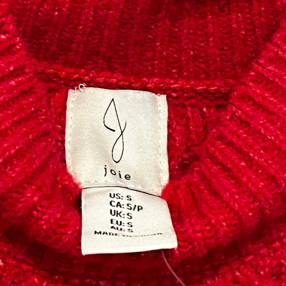 Joie Mock Neck Cable knit Pullover Sweater Long Sleeve Raspberry Red Size S NWOT - Picture 11 of 13